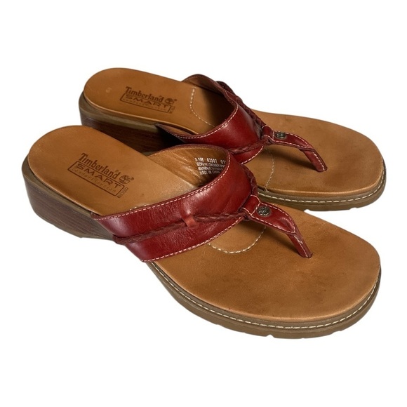 Timberland Smart Comfort Women's Leather Red and Brown Sandals - Picture 1 of 5